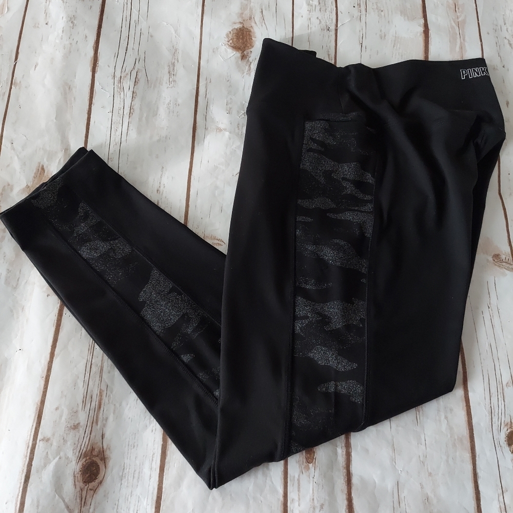 VS PINK Active Black Camo Trim Leggings